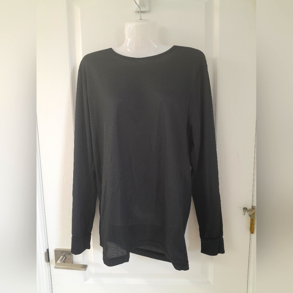 Comfortable Black Long Sleeve Top (A Little Tansparent)